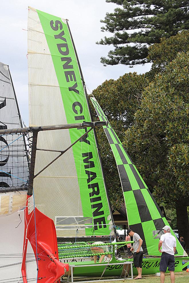 Sydney City Marine all rigged up and nowhere to go - Day 4 - 3 Buoys Challenge - Sydney Harbour November 3, 2012 © Frank Quealey /Australian 18 Footers League http://www.18footers.com.au